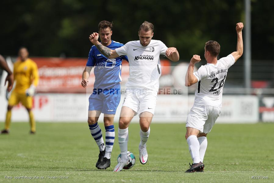 Marvin Schramm, Sportgelaende in der Au, Karlstadt, 04.07.2021, Freundschaftsspiele, sport, action, Fussball, Deutschland, Juli 2021, Saison 2021/2022, Bezirksliga Unterfranken West, Bayernliga Nord, ASV Rimpar, TSV Karlburg - Bild-ID: 2297066
