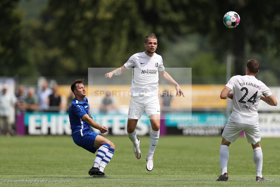 Marvin Schramm, Sportgelaende in der Au, Karlstadt, 04.07.2021, Freundschaftsspiele, sport, action, Fussball, Deutschland, Juli 2021, Saison 2021/2022, Bezirksliga Unterfranken West, Bayernliga Nord, ASV Rimpar, TSV Karlburg - Bild-ID: 2297067