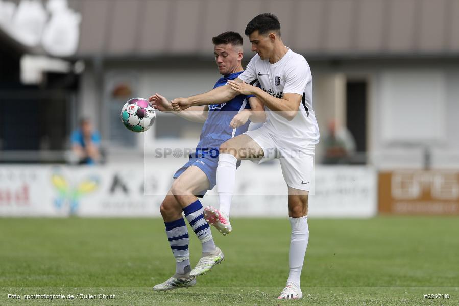 Lukas Behringer, Max Lambrecht, Sportgelaende in der Au, Karlstadt, 04.07.2021, Freundschaftsspiele, sport, action, Fussball, Deutschland, Juli 2021, Saison 2021/2022, Bezirksliga Unterfranken West, Bayernliga Nord, ASV Rimpar, TSV Karlburg - Bild-ID: 2297110