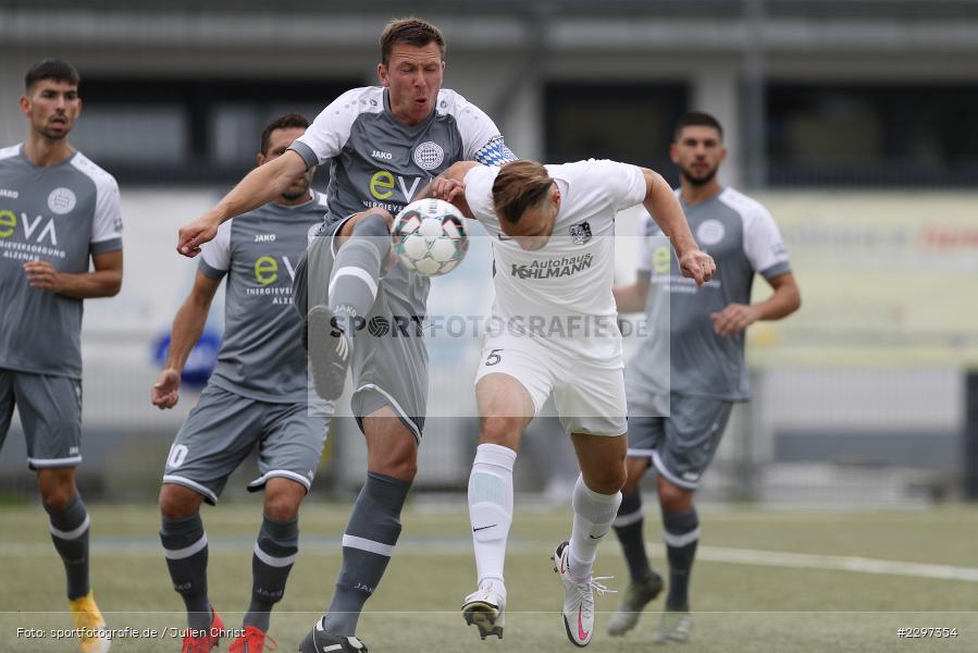 Marvin Schramm, Marcel Andreas Wilke, Städtisches Sportzentrum, Alzenau in Unterfranken, 11.07.2021, sport, action, Fussball, Deutschland, Testspiel, Freundschaftsspiele, Juli 2021, Saison 2021/2022, Bayernliga, Hessenliga, TSV Karlburg, FC Bayern Alzenau - Bild-ID: 2297354
