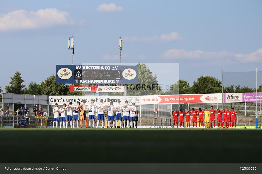 Schweigeminute, Stadion am Schoenbusch, Aschaffenburg, 23.07.2021, BFV, sport, action, Fussball, Deutschland, Juli 2021, Saison 2021/2022, TSV, SVA, Regionalliga Bayern, TSV Buchbach, SV Viktoria Aschaffenburg - Bild-ID: 2300085