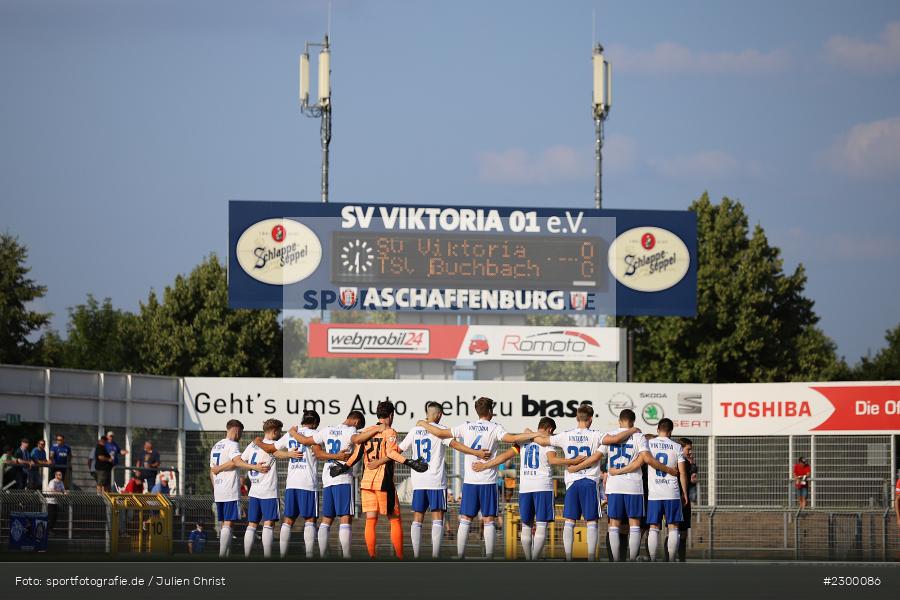 Schweigeminute, Stadion am Schoenbusch, Aschaffenburg, 23.07.2021, BFV, sport, action, Fussball, Deutschland, Juli 2021, Saison 2021/2022, TSV, SVA, Regionalliga Bayern, TSV Buchbach, SV Viktoria Aschaffenburg - Bild-ID: 2300086