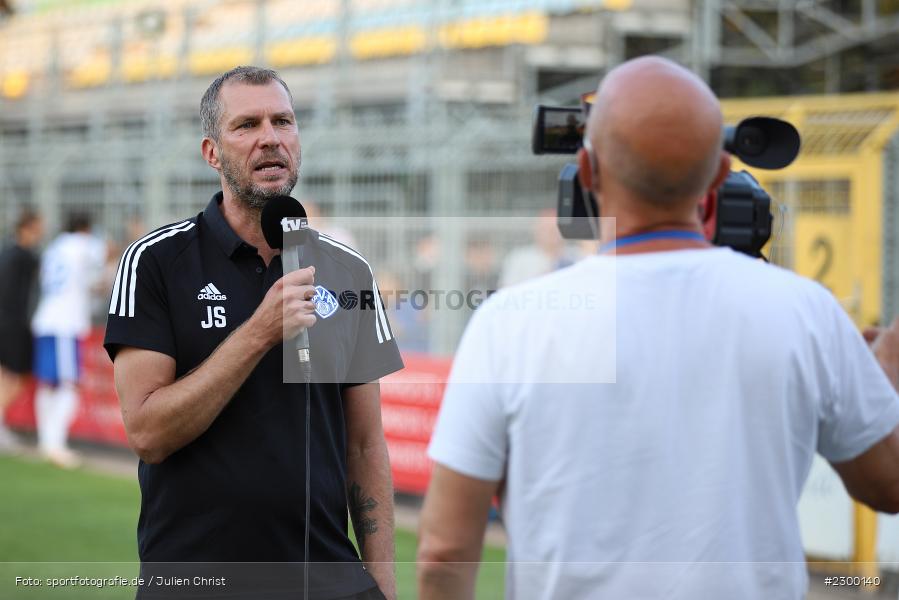 tv mainfranken, Interview, Jochen Seitz, Stadion am Schoenbusch, Aschaffenburg, 23.07.2021, BFV, sport, action, Fussball, Deutschland, Juli 2021, Saison 2021/2022, TSV, SVA, Regionalliga Bayern, TSV Buchbach, SV Viktoria Aschaffenburg - Bild-ID: 2300140