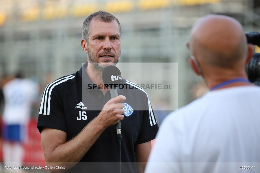 tv mainfranken, Interview, Jochen Seitz, Stadion am Schoenbusch, Aschaffenburg, 23.07.2021, BFV, sport, action, Fussball, Deutschland, Juli 2021, Saison 2021/2022, TSV, SVA, Regionalliga Bayern, TSV Buchbach, SV Viktoria Aschaffenburg - Bild-ID: 2300141