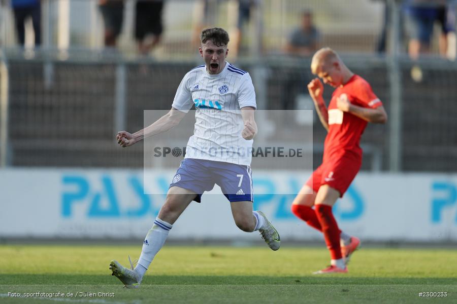 Freude, Torjubel, Benedict Laverty, Stadion am Schoenbusch, Aschaffenburg, 23.07.2021, BFV, sport, action, Fussball, Deutschland, Juli 2021, Saison 2021/2022, TSV, SVA, Regionalliga Bayern, TSV Buchbach, SV Viktoria Aschaffenburg - Bild-ID: 2300233