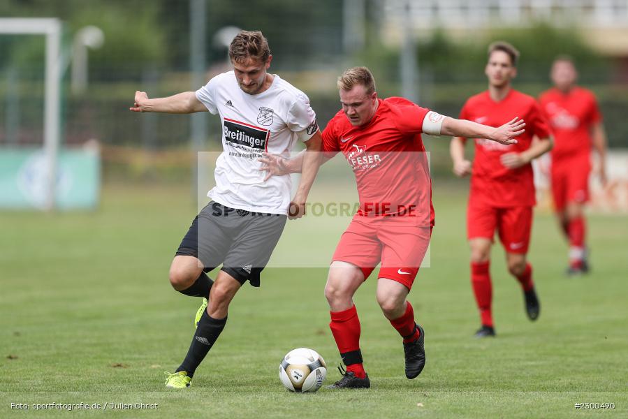Niklas Rollmann, Jan Vogt, sport, action, Sportplatz Duivenallee, Saison 2021/2022, Juli 2021, Gemünden, Fussball, FVGS, FV Gemünden/Seifriedsburg, FCM, FC Mömlingen, Deutschland, Bezirksliga Unterfranken West, BFV, 25.07.2021 - Bild-ID: 2300490
