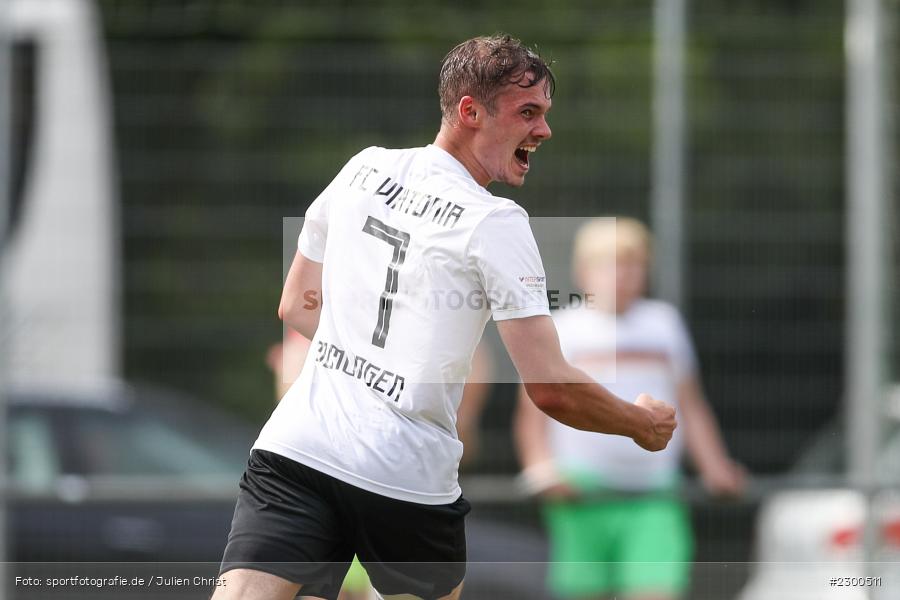 Torjubel, Luca Kupski, sport, action, Sportplatz Duivenallee, Saison 2021/2022, Juli 2021, Gemünden, Fussball, FVGS, FV Gemünden/Seifriedsburg, FCM, FC Mömlingen, Deutschland, Bezirksliga Unterfranken West, BFV, 25.07.2021 - Bild-ID: 2300511