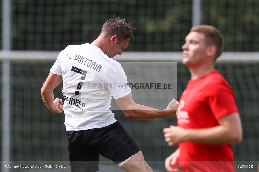 Torjubel, Luca Kupski, sport, action, Sportplatz Duivenallee, Saison 2021/2022, Juli 2021, Gemünden, Fussball, FVGS, FV Gemünden/Seifriedsburg, FCM, FC Mömlingen, Deutschland, Bezirksliga Unterfranken West, BFV, 25.07.2021 - Bild-ID: 2300512