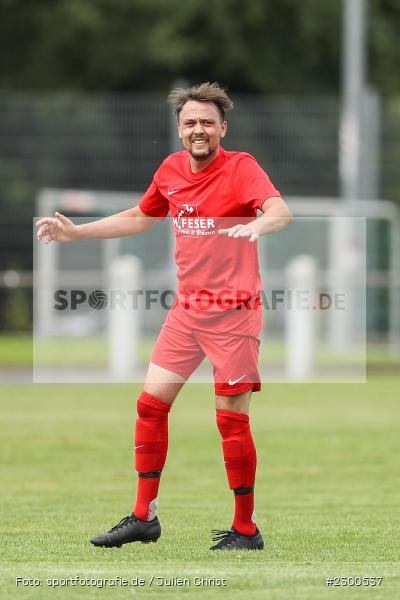Jens Fromm, sport, action, Sportplatz Duivenallee, Saison 2021/2022, Juli 2021, Gemünden, Fussball, FVGS, FV Gemünden/Seifriedsburg, FCM, FC Mömlingen, Deutschland, Bezirksliga Unterfranken West, BFV, 25.07.2021 - Bild-ID: 2300537