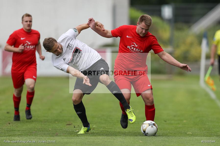 Niklas Rollmann, David Vogt, sport, action, Sportplatz Duivenallee, Saison 2021/2022, Juli 2021, Gemünden, Fussball, FVGS, FV Gemünden/Seifriedsburg, FCM, FC Mömlingen, Deutschland, Bezirksliga Unterfranken West, BFV, 25.07.2021 - Bild-ID: 2300549