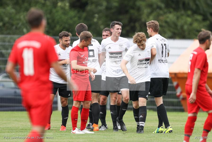 Emotionen, Torjubel, Tobias Bystrek, sport, action, Sportplatz Duivenallee, Saison 2021/2022, Juli 2021, Gemünden, Fussball, FVGS, FV Gemünden/Seifriedsburg, FCM, FC Mömlingen, Deutschland, Bezirksliga Unterfranken West, BFV, 25.07.2021 - Bild-ID: 2300581