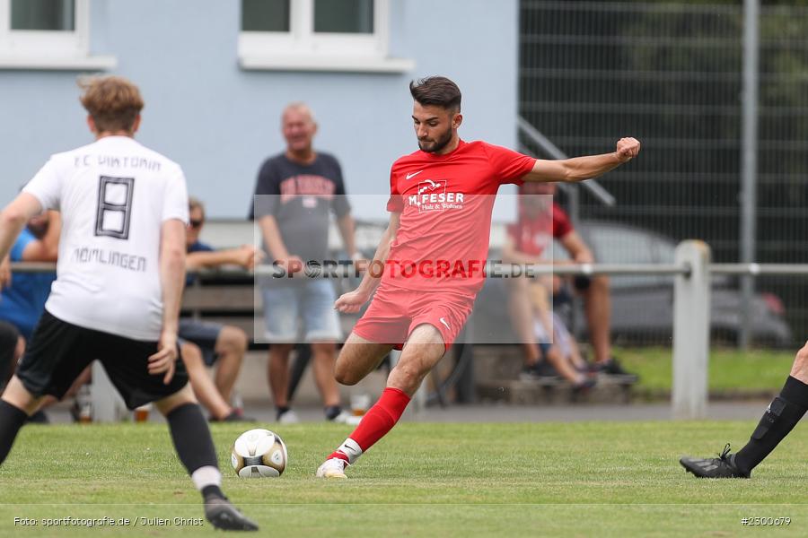Florent Mehana, sport, action, Sportplatz Duivenallee, Saison 2021/2022, Juli 2021, Gemünden, Fussball, FVGS, FV Gemünden/Seifriedsburg, FCM, FC Mömlingen, Deutschland, Bezirksliga Unterfranken West, BFV, 25.07.2021 - Bild-ID: 2300679