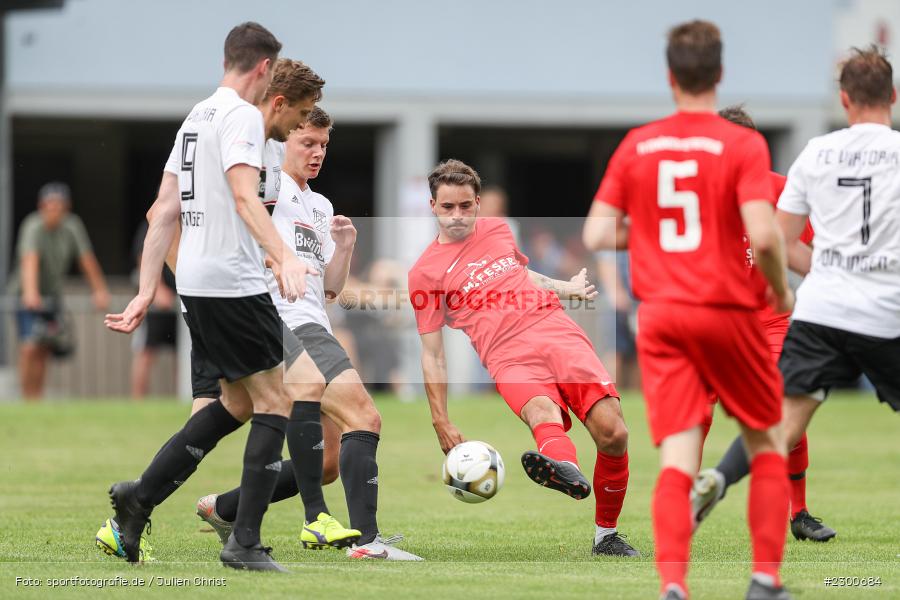 Konrad Scholz, sport, action, Sportplatz Duivenallee, Saison 2021/2022, Juli 2021, Gemünden, Fussball, FVGS, FV Gemünden/Seifriedsburg, FCM, FC Mömlingen, Deutschland, Bezirksliga Unterfranken West, BFV, 25.07.2021 - Bild-ID: 2300684