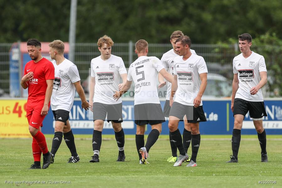Max Niemert, Philipp Meyer, Manuel Krämer, Luca Kupski, Julian Moro, sport, action, Sportplatz Duivenallee, Saison 2021/2022, Juli 2021, Gemünden, Fussball, FVGS, FV Gemünden/Seifriedsburg, FCM, FC Mömlingen, Deutschland, Bezirksliga Unterfranken West, BFV, 25.07.2021 - Bild-ID: 2300708