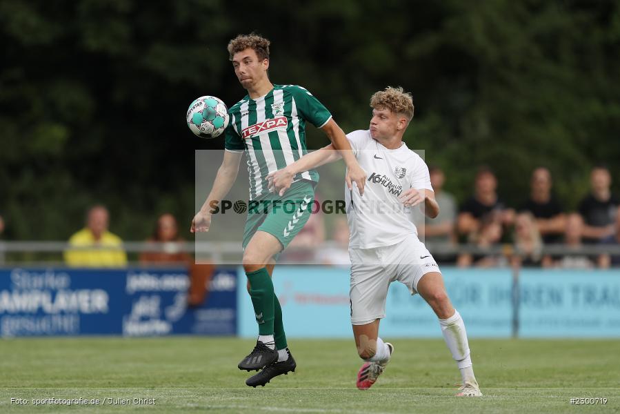 Xaver Müller, Adrian Winter, Sportgelände, Karlburg, 27.07.2021, BFV, sport, action, Fussball, Deutschland, Juli 2021, Saison 2021/2022, Grabfeldgallier, TSV, Bayernliga Nord, TSV Großbardorf, TSV Karlburg - Bild-ID: 2300719
