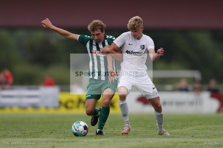 Adrian Winter, Xaver Müller, Sportgelände, Karlburg, 27.07.2021, BFV, sport, action, Fussball, Deutschland, Juli 2021, Saison 2021/2022, Grabfeldgallier, TSV, Bayernliga Nord, TSV Großbardorf, TSV Karlburg - Bild-ID: 2300756