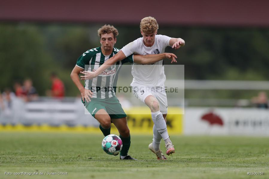 Adrian Winter, Xaver Müller, Sportgelände, Karlburg, 27.07.2021, BFV, sport, action, Fussball, Deutschland, Juli 2021, Saison 2021/2022, Grabfeldgallier, TSV, Bayernliga Nord, TSV Großbardorf, TSV Karlburg - Bild-ID: 2300757