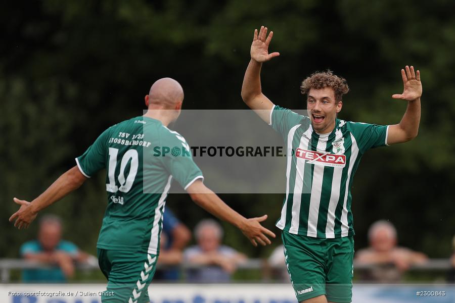 Emotionen, Maximilian Weiß, Torjubel, Xaver Müller, Sportgelände, Karlburg, 27.07.2021, BFV, sport, action, Fussball, Deutschland, Juli 2021, Saison 2021/2022, Grabfeldgallier, TSV, Bayernliga Nord, TSV Großbardorf, TSV Karlburg - Bild-ID: 2300843