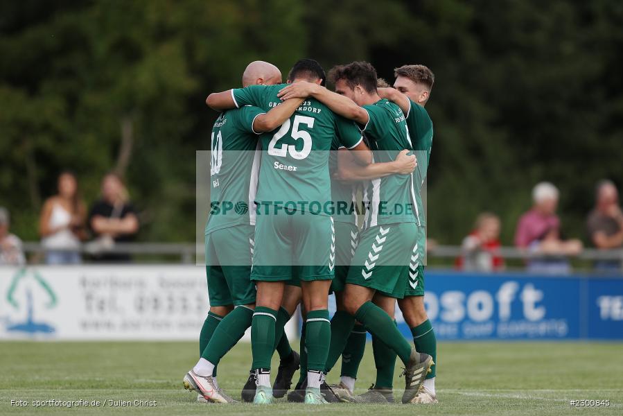 Torjubel, Sertan Sener, Sportgelände, Karlburg, 27.07.2021, BFV, sport, action, Fussball, Deutschland, Juli 2021, Saison 2021/2022, Grabfeldgallier, TSV, Bayernliga Nord, TSV Großbardorf, TSV Karlburg - Bild-ID: 2300845