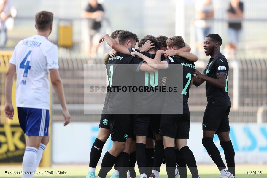 Andreas Schilowez, Devin Angleberger, Freude, Torjubel, Stadion am Schönbusch, Aschaffenburg, 30.07.2021, BFV, sport, action, Fussball, Deutschland, Juli 2021, Regionalliga Bayern, Saison 2021/2022, SGF, SVA01, SpVgg Greuther Fürth II, SV Viktoria Aschaffenburg - Bild-ID: 2301168 Andreas Schilowez, Devin Angleberger, Freude, Torjubel, Stadion am Schönbusch, Aschaffenburg, 30.07.2021, BFV, sport, action, Fussball, Deutschland, Juli 2021, Regionalliga Bayern, Saison 2021/2022, SGF, SVA01, SpVgg Greuther Fürth II, SV Viktoria Aschaffenburg - Bild-ID: 2301168