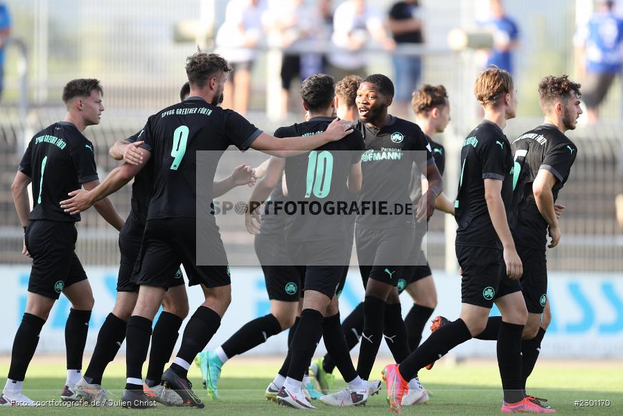 Andreas Schilowez, Devin Angleberger, Freude, Torjubel, Stadion am Schönbusch, Aschaffenburg, 30.07.2021, BFV, sport, action, Fussball, Deutschland, Juli 2021, Regionalliga Bayern, Saison 2021/2022, SGF, SVA01, SpVgg Greuther Fürth II, SV Viktoria Aschaffenburg - Bild-ID: 2301170 Andreas Schilowez, Devin Angleberger, Freude, Torjubel, Stadion am Schönbusch, Aschaffenburg, 30.07.2021, BFV, sport, action, Fussball, Deutschland, Juli 2021, Regionalliga Bayern, Saison 2021/2022, SGF, SVA01, SpVgg Greuther Fürth II, SV Viktoria Aschaffenburg - Bild-ID: 2301170