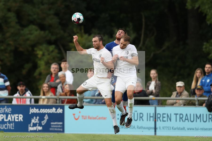 Emir Bas, Marvin Schramm, Maurice Kübert, Sportgelände, Karlburg, 04.08.2021, BFV, sport, action, Fussball, Deutschland, August 2021, Bayernliga Nord, Saison 2021/2022, WFV, TSV, Würzburger FV, TSV Karlburg - Bild-ID: 2301986