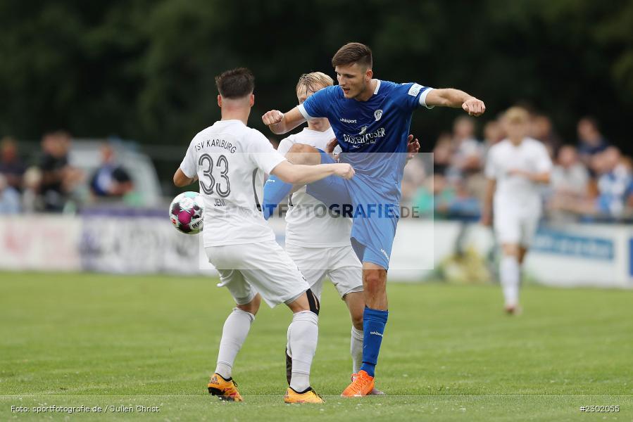 Marco Kunzmann, Elia Schoppel, Sportgelände, Karlburg, 04.08.2021, BFV, sport, action, Fussball, Deutschland, August 2021, Bayernliga Nord, Saison 2021/2022, WFV, TSV, Würzburger FV, TSV Karlburg - Bild-ID: 2302055