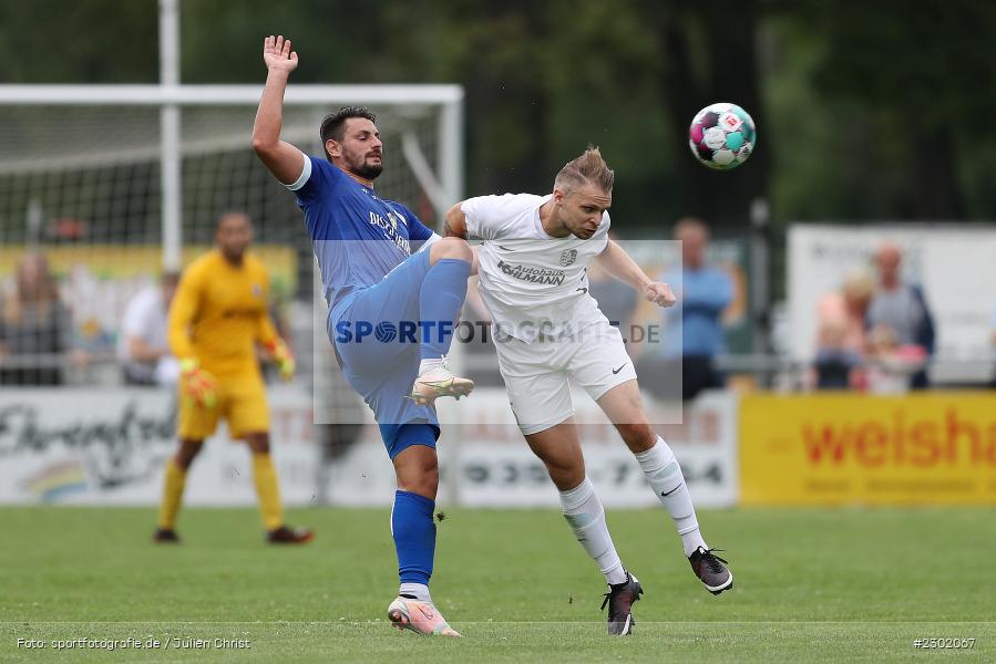 Christian Dan, Marvin Schramm, Sportgelände, Karlburg, 04.08.2021, BFV, sport, action, Fussball, Deutschland, August 2021, Bayernliga Nord, Saison 2021/2022, WFV, TSV, Würzburger FV, TSV Karlburg - Bild-ID: 2302067