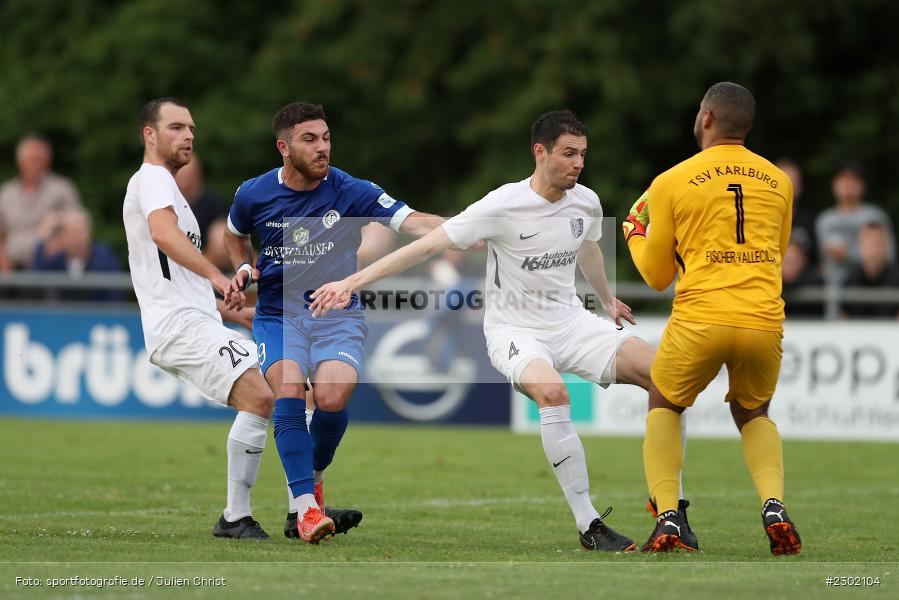Emir Bas, Maurice Kübert, Cedric Fenske, Marvin Fischer-Vallecilla, Sportgelände, Karlburg, 04.08.2021, BFV, sport, action, Fussball, Deutschland, August 2021, Bayernliga Nord, Saison 2021/2022, WFV, TSV, Würzburger FV, TSV Karlburg - Bild-ID: 2302104 Emir Bas, Maurice Kübert, Cedric Fenske, Marvin Fischer-Vallecilla, Sportgelände, Karlburg, 04.08.2021, BFV, sport, action, Fussball, Deutschland, August 2021, Bayernliga Nord, Saison 2021/2022, WFV, TSV, Würzburger FV, TSV Karlburg - Bild-ID: 2302104