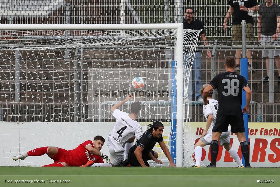 Philipp Walter, Torwart Markus Schöller, Hamza Boutakhrit, Stadion am Schönbusch, Aschaffenburg, 06.08.2021, BFV, sport, action, Fussball, Deutschland, August 2021, Regionalliga Bayern, Saison 2021/2022, SVW, SVA01, SV Wacker Burghausen, SV Viktoria Aschaffenburg - Bild-ID: 2302270 Philipp Walter, Torwart Markus Schöller, Hamza Boutakhrit, Stadion am Schönbusch, Aschaffenburg, 06.08.2021, BFV, sport, action, Fussball, Deutschland, August 2021, Regionalliga Bayern, Saison 2021/2022, SVW, SVA01, SV Wacker Burghausen, SV Viktoria Aschaffenburg - Bild-ID: 2302270