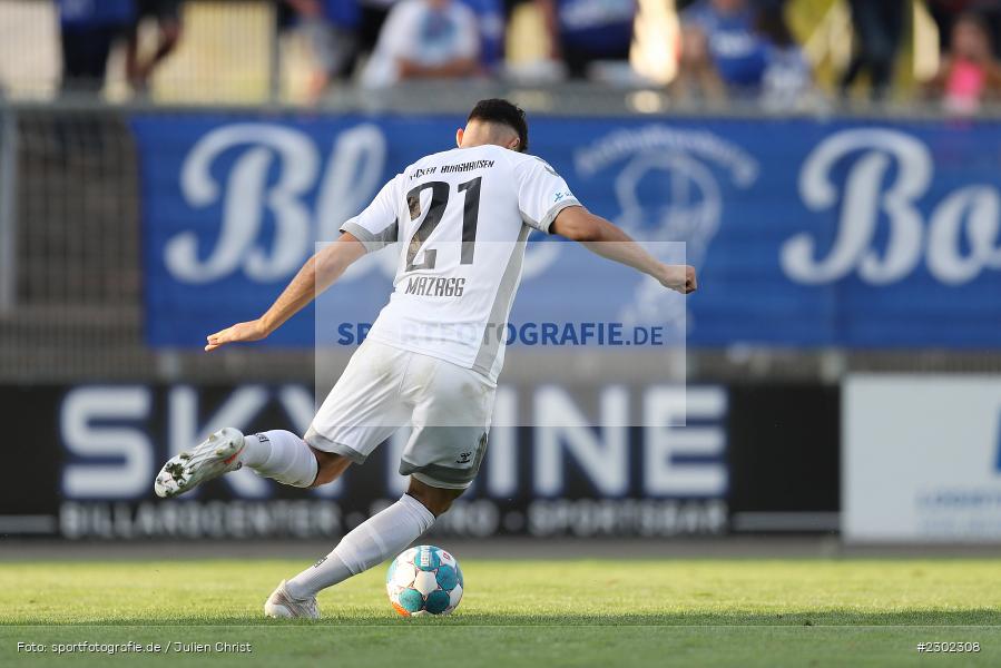 Rückennummer, Backside, Lukas Mazagg, Stadion am Schönbusch, Aschaffenburg, 06.08.2021, BFV, sport, action, Fussball, Deutschland, August 2021, Regionalliga Bayern, Saison 2021/2022, SVW, SVA01, SV Wacker Burghausen, SV Viktoria Aschaffenburg - Bild-ID: 2302308