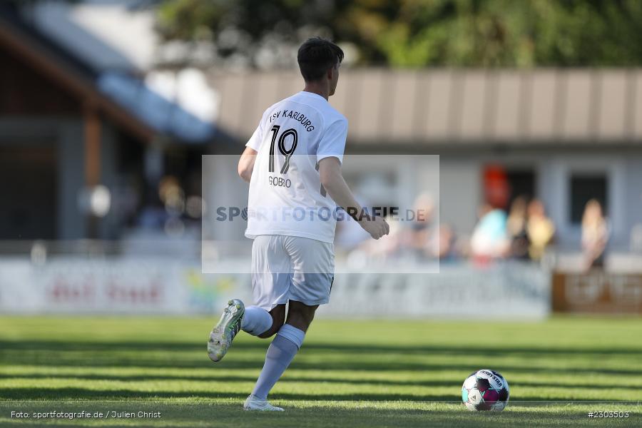 Feature, Rückennummer, Backside, Fabio Gobbo, Sportplatz, Karlburg, 14.08.2021, BFV, sport, action, Fussball, Deutschland, August 2021, Bayernliga Nord, Saison 2021/2022, SPA, TSV, SpVgg Ansbach, TSV Karlburg - Bild-ID: 2303503