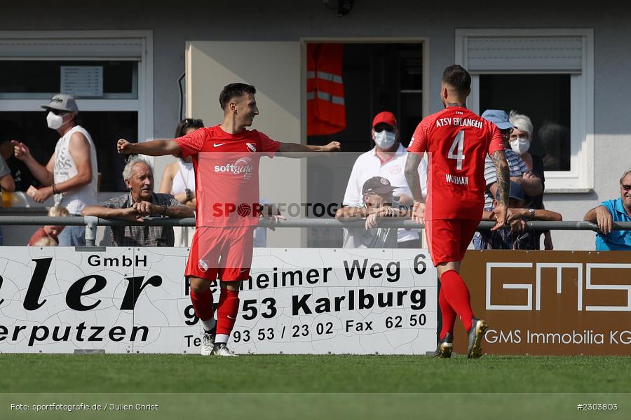 Torjubel, Nico Geyer, Sportplatz, Karlburg, 21.08.2021, BFV, sport, action, Fussball, Deutschland, August 2021, Bayernliga Nord, Saison 2021/2022, ATSV, TSV, ATSV Erlangen, TSV Karlburg - Bild-ID: 2303803 Torjubel, Nico Geyer, Sportplatz, Karlburg, 21.08.2021, BFV, sport, action, Fussball, Deutschland, August 2021, Bayernliga Nord, Saison 2021/2022, ATSV, TSV, ATSV Erlangen, TSV Karlburg - Bild-ID: 2303803