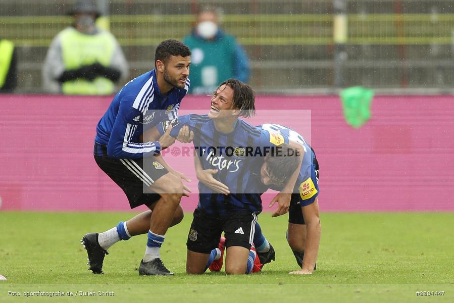 Torjubel, Minos Gouras, FLYERALARM Arena, Würzburg, 29.08.2021, DFL, sport, action, Fussball, Deutschland, August 2021, Saison 2021/2022, FCS, FWK, 3. Liga, 1. FC Saarbrücken, FC Würzburger Kickers - Bild-ID: 2304447