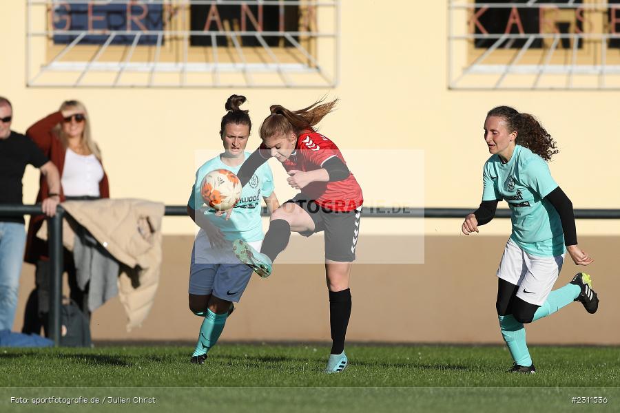 Lara Münzenberger, Vivien Reith, Sportplatz, Karsbach, 16.10.2021, BFV, sport, action, Fussball, Deutschland, Oktober 2021, Saison 2021/2022, BOL, Bezirksoberliga Frauen, TSV, FCK, TSV Keilberg, FC Karsbach - Bild-ID: 2311536