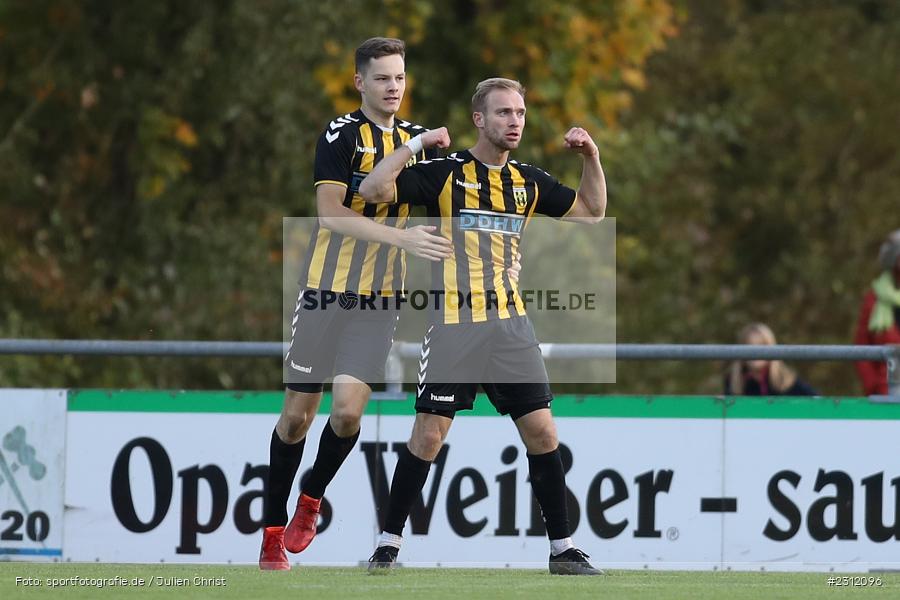 Torjubel, Matej Kyndl, Sportplatz, Karlburg, 23.10.2021, BFV, sport, action, Fussball, Deutschland, Oktober 2021, Saison 2021/2022, Bayernliga Nord, HOF, TSV, SpVgg Bayern Hof, TSV Karlburg - Bild-ID: 2312096