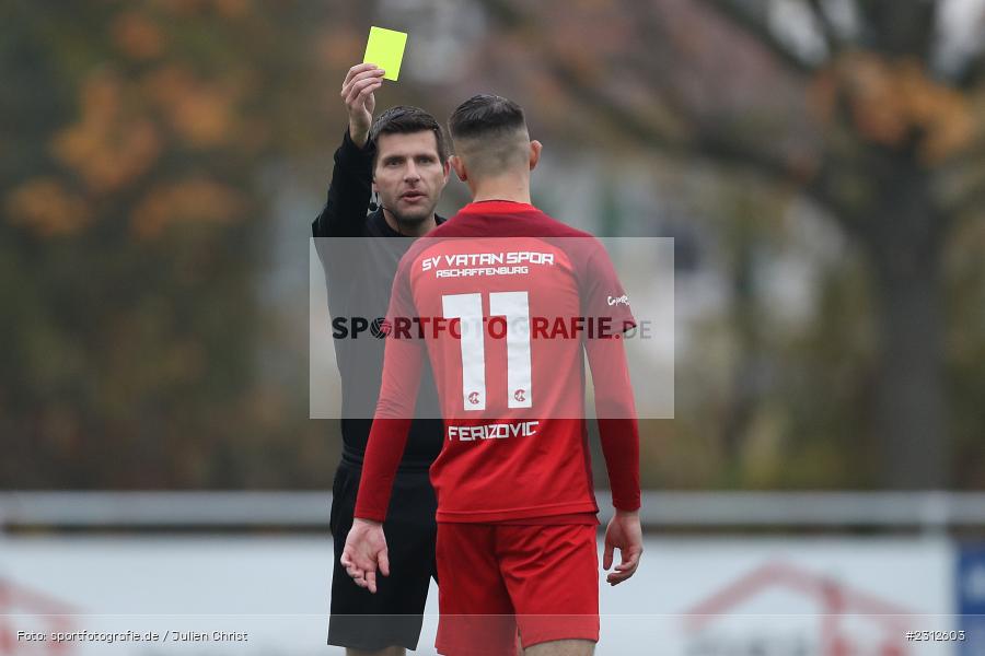 Gelbe Karte, Marcel Geuß, Sportgelände Vatan Spor, Aschaffenburg, 30.10.2021, BFV, sport, action, Fussball, Deutschland, Oktober 2021, Saison 2021/2022, Bayernliga Nord, TSV, VSA, TSV Abtswind, SV Vatan Spor Aschaffenburg - Bild-ID: 2312603 Gelbe Karte, Marcel Geuß, Sportgelände Vatan Spor, Aschaffenburg, 30.10.2021, BFV, sport, action, Fussball, Deutschland, Oktober 2021, Saison 2021/2022, Bayernliga Nord, TSV, VSA, TSV Abtswind, SV Vatan Spor Aschaffenburg - Bild-ID: 2312603