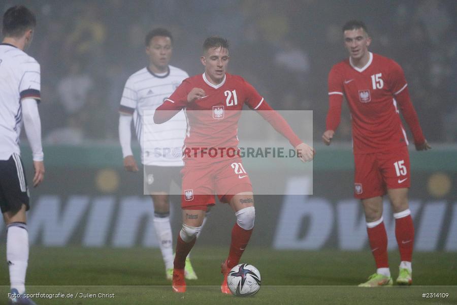 Michał Skóraś, WIRmachenDRUCK Arena, Großaspach, 12.11.2021, DFB, Under 21, UEFA, sport, action, Fussball, November 2021, Saison 2021/2022, POL, GER, EM-Qualifikation, U21, Poland, Germany, Polen, Deutschland - Bild-ID: 2314109