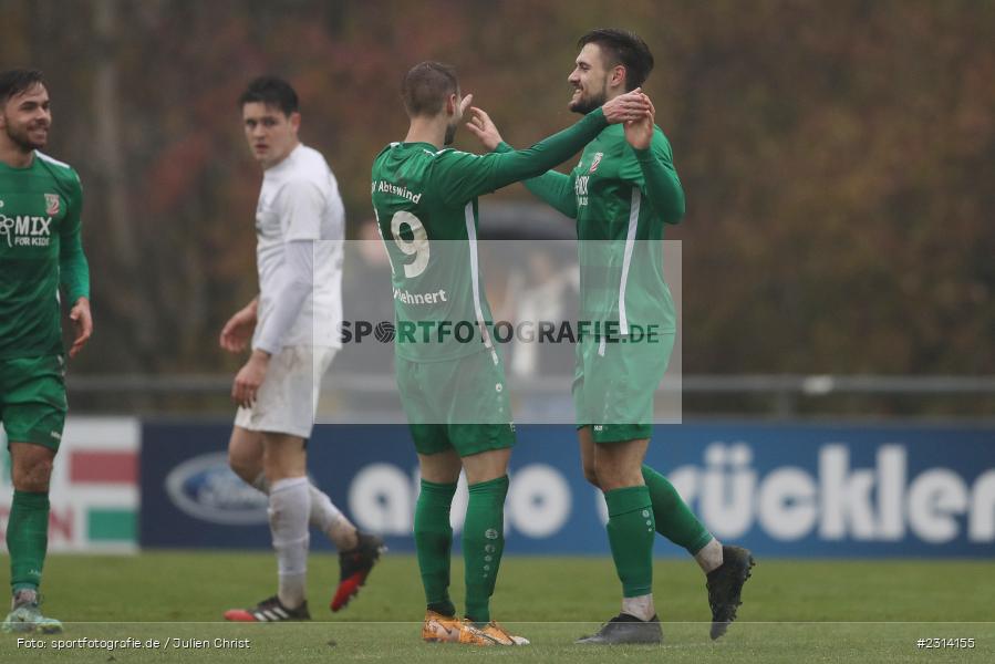 Torjubel, Lukas Huscher, Sportgelände in der Au, Karlburg, 13.11.2021, sport, action, Fussball, November 2021, Saison 2021/2022, BFV, Bayernliga Nord, TSV Abtswind, TSV Karlburg - Bild-ID: 2314155