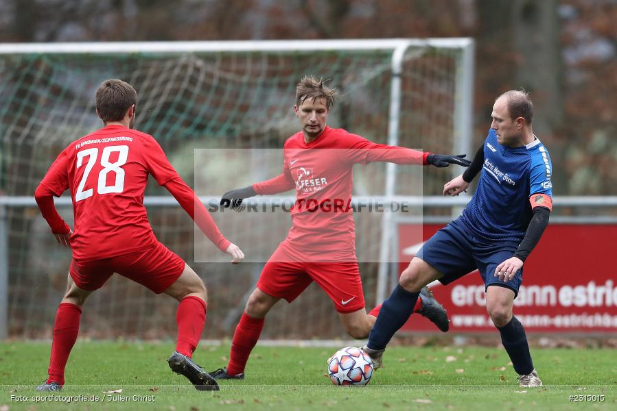 Lukas Weimer, Sportplatz, Seifriedsburg, 21.11.2021, BFV, sport, action, Fussball, November 2021, Saison 2021/2022, Bezirksliga Unterfranken West, BZL, TSV, FVGS, TSV Uettingen, FV Gemünden/Seifriedsburg - Bild-ID: 2315015 Lukas Weimer, Sportplatz, Seifriedsburg, 21.11.2021, BFV, sport, action, Fussball, November 2021, Saison 2021/2022, Bezirksliga Unterfranken West, BZL, TSV, FVGS, TSV Uettingen, FV Gemünden/Seifriedsburg - Bild-ID: 2315015