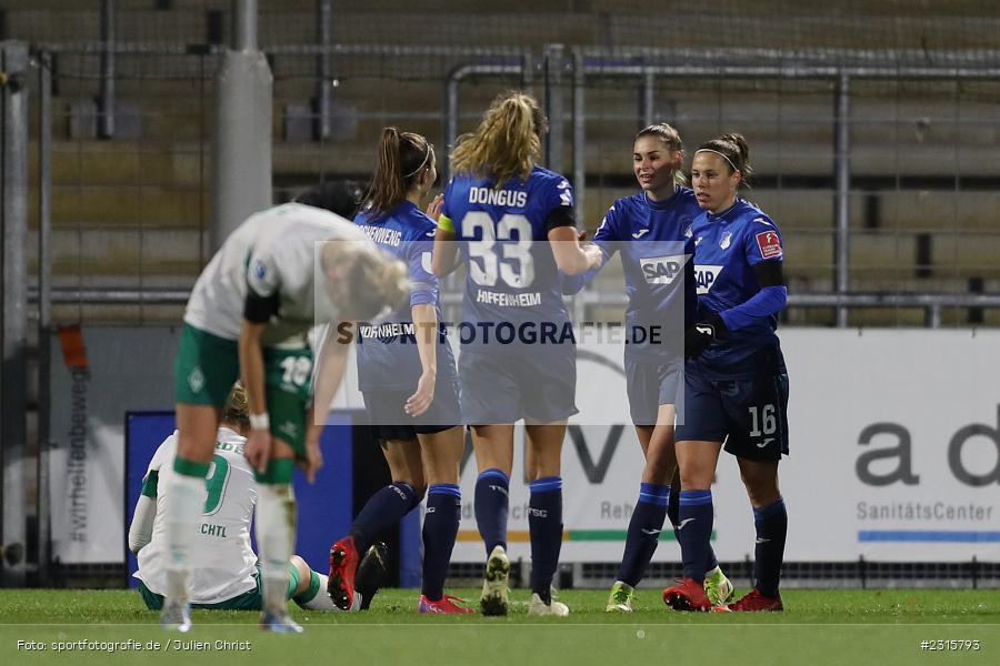 Torjubel, Nicole Billa, Dietmar-Hopp-Stadion, Sinsheim, 05.12.2021, DFB, sport, action, Fussball, Dezember 2021, Saison 2021/2022, FFBL, FLYERALARM Frauen-Bundesliga, SVW, TSG, SV Werder Bremen, TSG 1899 Hoffenheim - Bild-ID: 2315793