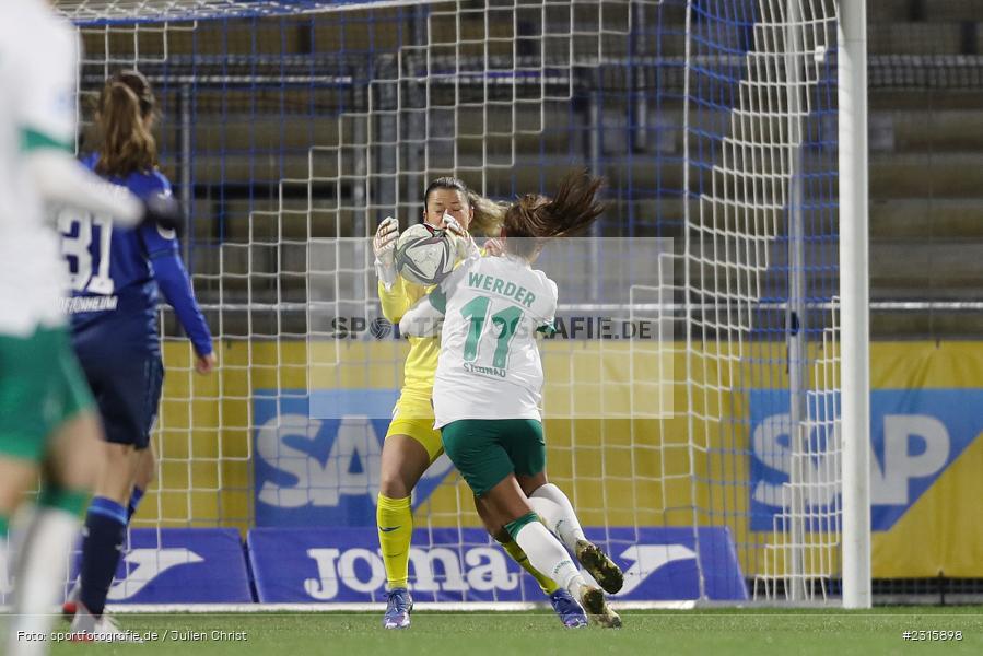 Martina Tufekovic, Dietmar-Hopp-Stadion, Sinsheim, 05.12.2021, DFB, sport, action, Fussball, Dezember 2021, Saison 2021/2022, FFBL, FLYERALARM Frauen-Bundesliga, SVW, TSG, SV Werder Bremen, TSG 1899 Hoffenheim - Bild-ID: 2315898 Martina Tufekovic, Dietmar-Hopp-Stadion, Sinsheim, 05.12.2021, DFB, sport, action, Fussball, Dezember 2021, Saison 2021/2022, FFBL, FLYERALARM Frauen-Bundesliga, SVW, TSG, SV Werder Bremen, TSG 1899 Hoffenheim - Bild-ID: 2315898