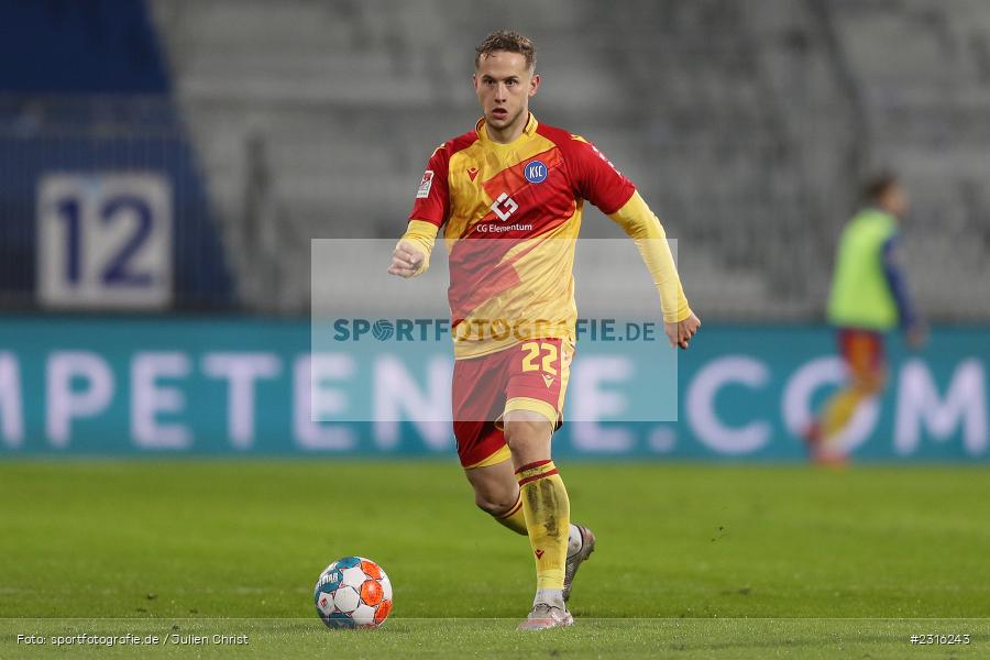 Christoph Kobald, Merck-Stadion, Darmstadt, 15.01.2022, DFL, sport, action, Fussball, Januar 2022, Saison 2021/2022, 2. Bundesliga, KSC, SV98, Karlsruher SC, SV Darmstadt 98 - Bild-ID: 2316243