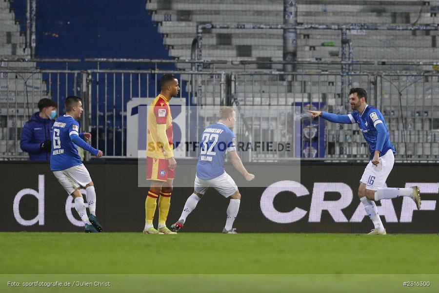 Torjubel, Luca Pfeiffer, Merck-Stadion, Darmstadt, 15.01.2022, DFL, sport, action, Fussball, Januar 2022, Saison 2021/2022, 2. Bundesliga, KSC, SV98, Karlsruher SC, SV Darmstadt 98 - Bild-ID: 2316300