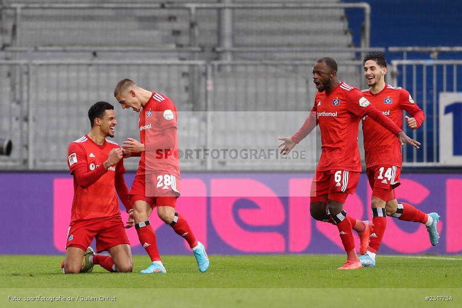 Torjubel, Robert Glatzel, Merck-Stadion am Böllenfalltor, Darmstadt, 06.02.2022, DFL, sport, action, Februar 2022, Saison 2021/2022, 2. Bundesliga, HSV, SV98, Hamburger SV, SV Darmstadt 98 - Bild-ID: 2317734