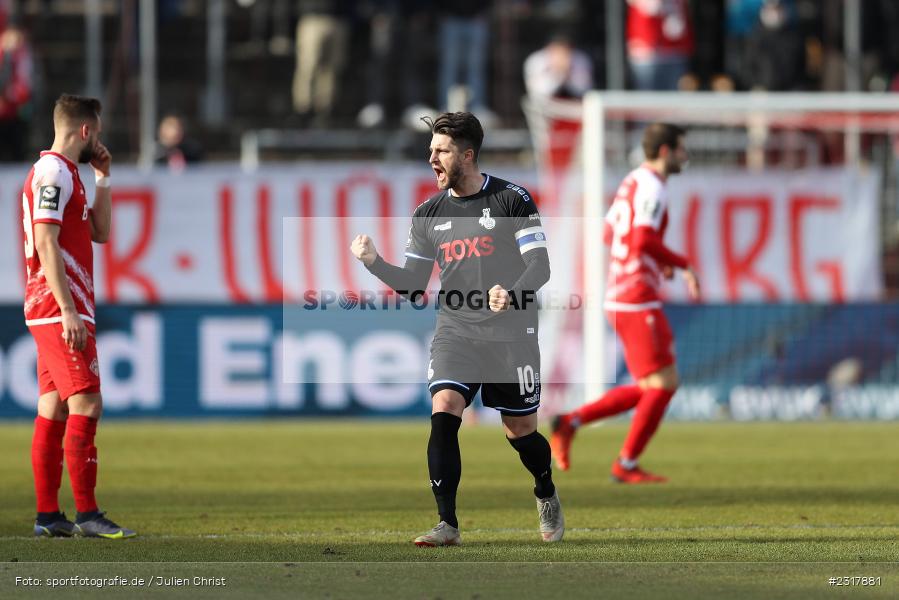 Torjubel, Moritz Stoppelkamp, FLYERALARM Arena, Würzburg, 12.02.2022, DFL, sport, action, Februar 2022, Saison 2021/2022, 3. Liga, MSV, FWK, MSV Duisburg, FC Würzburger Kickers - Bild-ID: 2317881