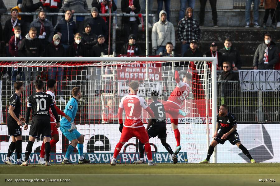 Tor, Marvin Pourié, FLYERALARM Arena, Würzburg, 12.02.2022, DFL, sport, action, Februar 2022, Saison 2021/2022, 3. Liga, MSV, FWK, MSV Duisburg, FC Würzburger Kickers - Bild-ID: 2317922