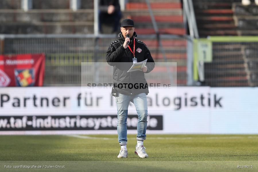 Stadionsprecher, Tobi Grimm, FLYERALARM Arena, Würzburg, 12.02.2022, DFL, sport, action, Februar 2022, Saison 2021/2022, 3. Liga, MSV, FWK, MSV Duisburg, FC Würzburger Kickers - Bild-ID: 2318075