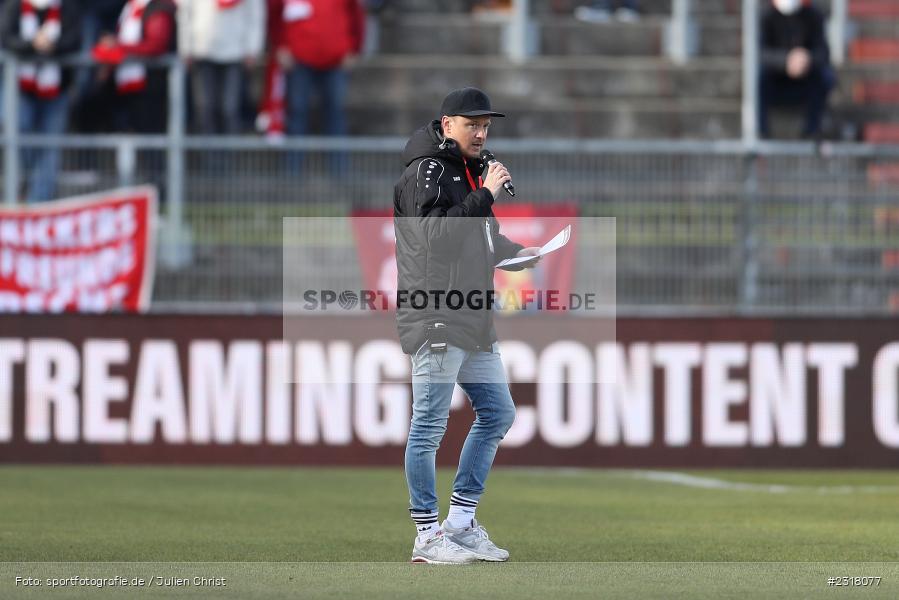 Stadionsprecher, Tobi Grimm, FLYERALARM Arena, Würzburg, 12.02.2022, DFL, sport, action, Februar 2022, Saison 2021/2022, 3. Liga, MSV, FWK, MSV Duisburg, FC Würzburger Kickers - Bild-ID: 2318077