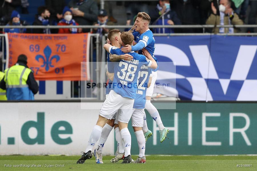 Freude, Torjubel, Tobias Kempe, Merck-Stadion, Darmstadt, 20.02.2022, DFL, sport, action, Februar 2022, Saison 2021/2022, 2. Bundesliga, FCH, SV98, FC Hansa Rostock, SV Darmstadt 98 - Bild-ID: 2318881
